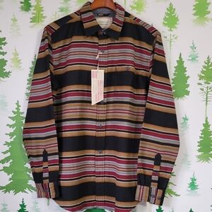 New American Threads, Medium Burnout Western Striped Button-Up Shirt.